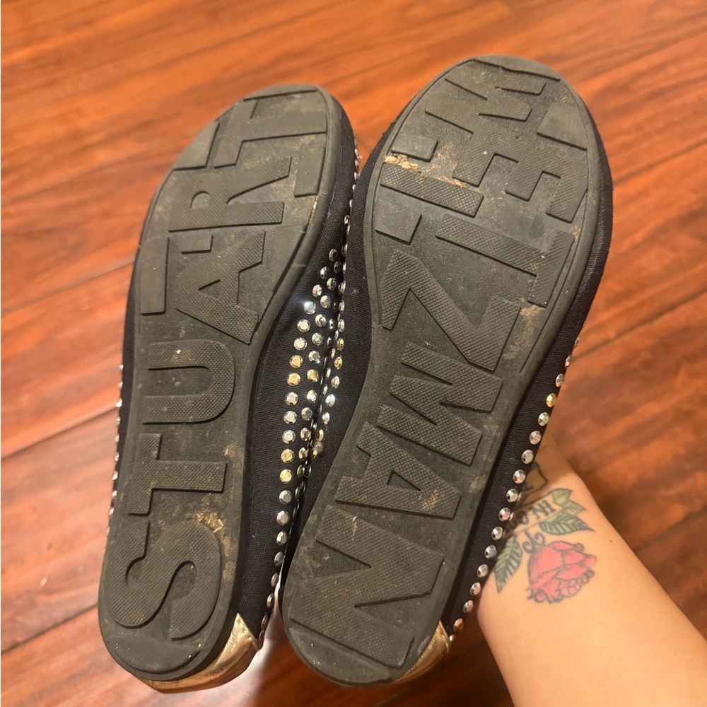 Stuart Weitzman Black Studded Ballet Flats - Picture 3 of 8